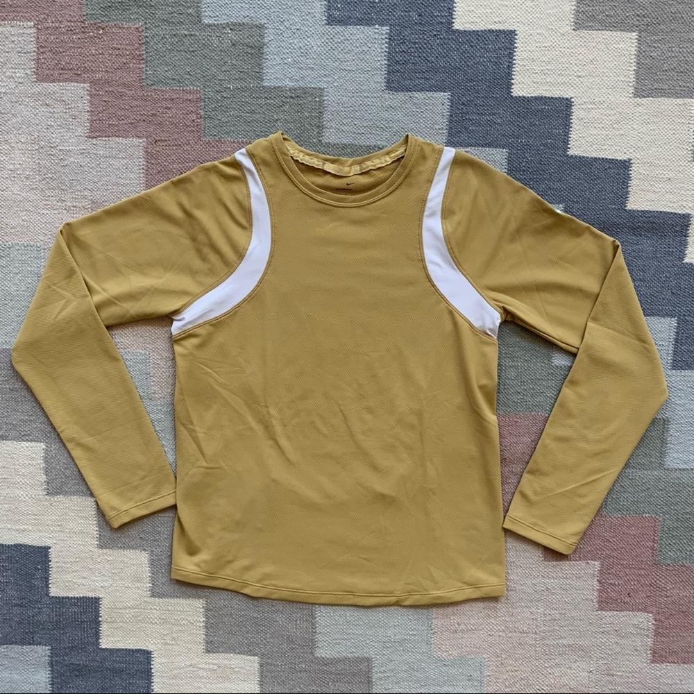Nike Gold & White Sphere Dry Long Sleeve Shirt Top